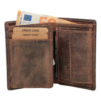 Kompakte Vollleder - Geldbörse aus Büffelleder mit RFID-Blocker