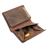 Kompakte Vollleder - Geldbörse aus Büffelleder mit RFID-Blocker