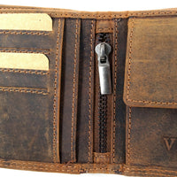 Geldbörse aus Büffelleder mit RFID-Blocker und Volllederausstattung