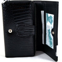Luxus-Geldbörse aus Lackleder in Krokooptik mit RFID-Blocker