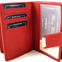 kompakte Damengeldbörse aus weichem Rindsleder, RFID-safe