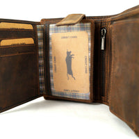 Geldbörse aus Büffelleder mit RFID-Blocker und Volllederausstattung