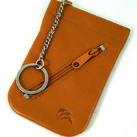 Schlüsselglocke mit Außenfach aus poliertem Echt Leder