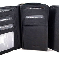 kompakte Damengeldbörse aus weichem Rindsleder mit außen liegendem Münzfach