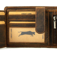 Geldbörse aus Büffelleder mit RFID-Blocker und Geheimfach