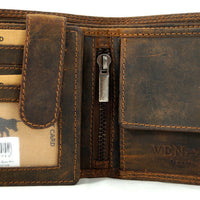 Geldbörse aus Büffelleder mit RFID-Blocker und Geheimfach