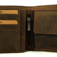 Geldbörse aus Büffelleder mit RFID-Blocker und Volllederausstattung