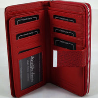 große Luxus-Geldbörse aus Lackleder in Krokooptik mit vielen Kartenfächern