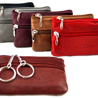 Klassisches Schlüsseletui mit 2 Schlüsselringen aus weichem Echt Leder, 6 Farben