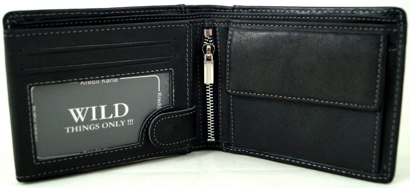 Geldbörse aus Rindleder im Querformat mit RFID-Blocker