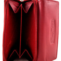 kompakte Damengeldbörse aus weichem Rindsleder mit außen liegendem Münzfach