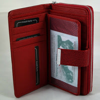 große Luxus-Geldbörse aus Lackleder in Krokooptik mit vielen Kartenfächern