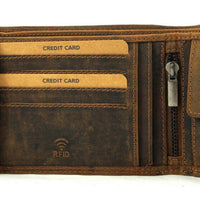 Geldbörse aus Büffelleder mit RFID-Blocker und Volllederausstattung