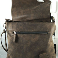 flache Umhängetasche aus robustem Kunstleder mit großer Deckelklappe