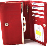 klassische Damengeldbörse mit Clipverschluss-Münzfach, Rindsleder mit RFID-safe