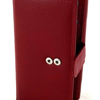 XXL-Damengeldbörse aus weichem Rindsleder mit 17 Kartenfächern, RFID-Safe