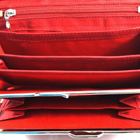 klassische Damengeldbörse mit Clipverschluss-Münzfach, Rindsleder mit RFID-safe