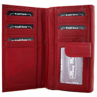 XXL-Damengeldbörse aus weichem Rindsleder mit 17 Kartenfächern, RFID-Safe