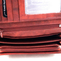 XXL-Damengeldbörse aus weichem Rindsleder mit 17 Kartenfächern