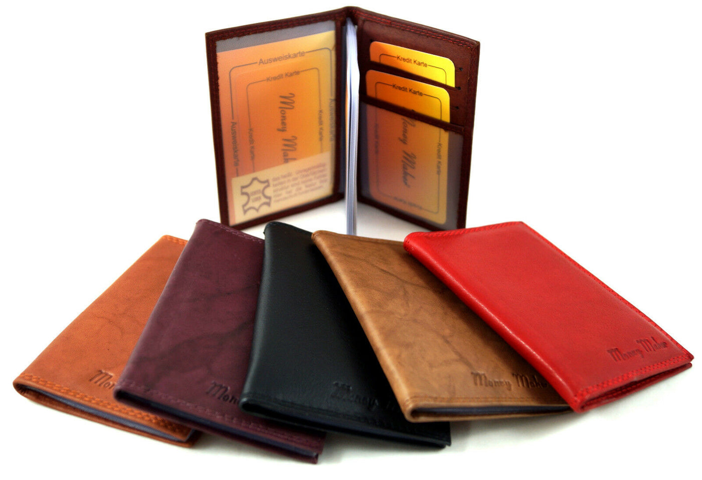kompakte kleine Brieftasche für Karten und Dokumente, Rindsleder