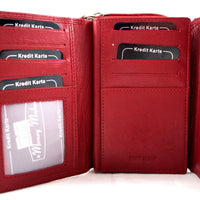 kompakte Damengeldbörse aus weichem Rindsleder mit außen liegendem Münzfach