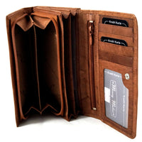 XXL-Damengeldbörse aus weichem Rindsleder mit 17 Kartenfächern