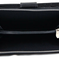 große Luxus-Geldbörse aus Lackleder in Krokooptik mit vielen Kartenfächern