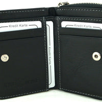 kleine Geldbörse mit Reißverschlussmünzfach, Außenfach und RFID-Blocker