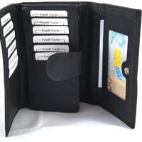 praktische Damengeldbörse aus weichem Rindsleder mit vielen Kartenfächern, RFID-safe