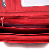 XXL-Damengeldbörse aus weichem Rindsleder mit 17 Kartenfächern, RFID-Safe