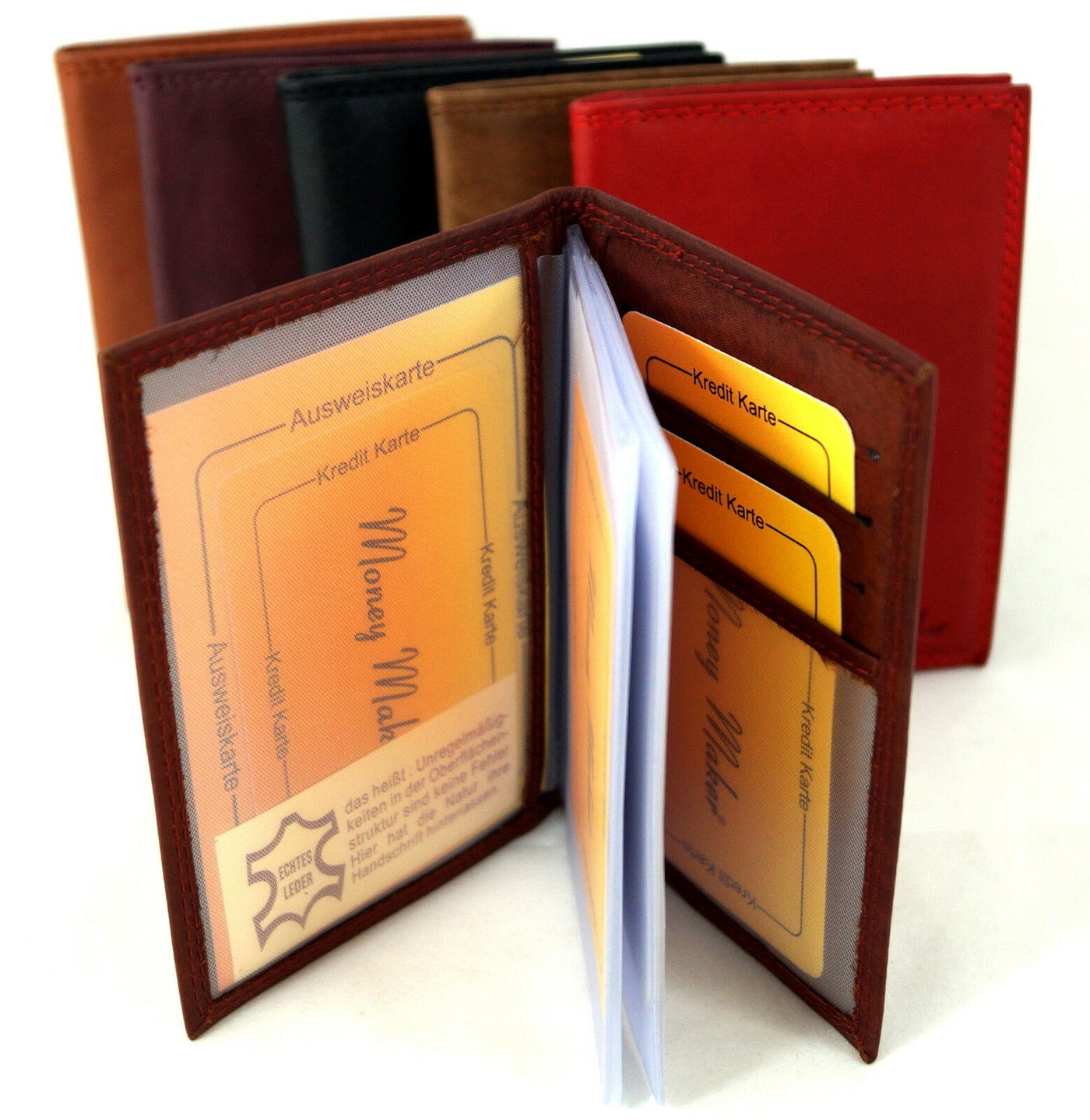 kompakte kleine Brieftasche für Karten und Dokumente, Rindsleder