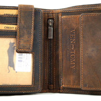 Geldbörse aus Büffelleder mit RFID-Blocker und Volllederausstattung