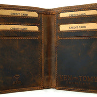 flache Geldbörse nur für Scheine und Karten, Büffelleder RFID-safe