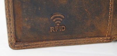 flache Geldbörse nur für Scheine und Karten, Büffelleder RFID-safe