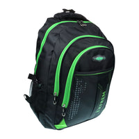 großer Rucksack mit gepolsterten Gurten und farbigen Akzenten