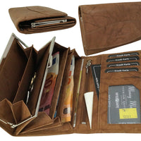 klassische Damengeldbörse mit Clipverschluss-Münzfach, Rindsleder mit RFID-safe