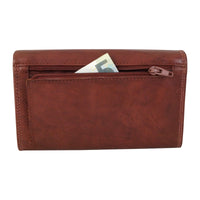 praktische Damengeldbörse aus weichem Rindsleder mit vielen Kartenfächern, RFID-safe