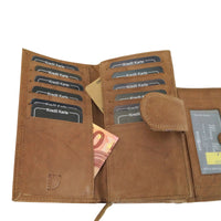 praktische Damengeldbörse aus weichem Rindsleder mit vielen Kartenfächern, RFID-safe