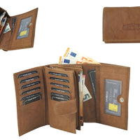 praktische Damengeldbörse aus weichem Rindsleder mit vielen Kartenfächern, RFID-safe