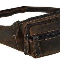 hochwertige Vintage Bauchtasche aus Pull-Up Büffelleder