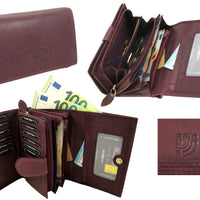 praktische Damengeldbörse aus weichem Rindsleder mit vielen Kartenfächern, RFID-safe