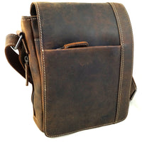 hochwertiger Unisex Messenger-Bag aus Büffelleder mit Überwurf