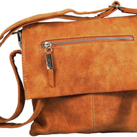 sehr flache Umhängetasche aus Kunstleder in Wildlederoptik