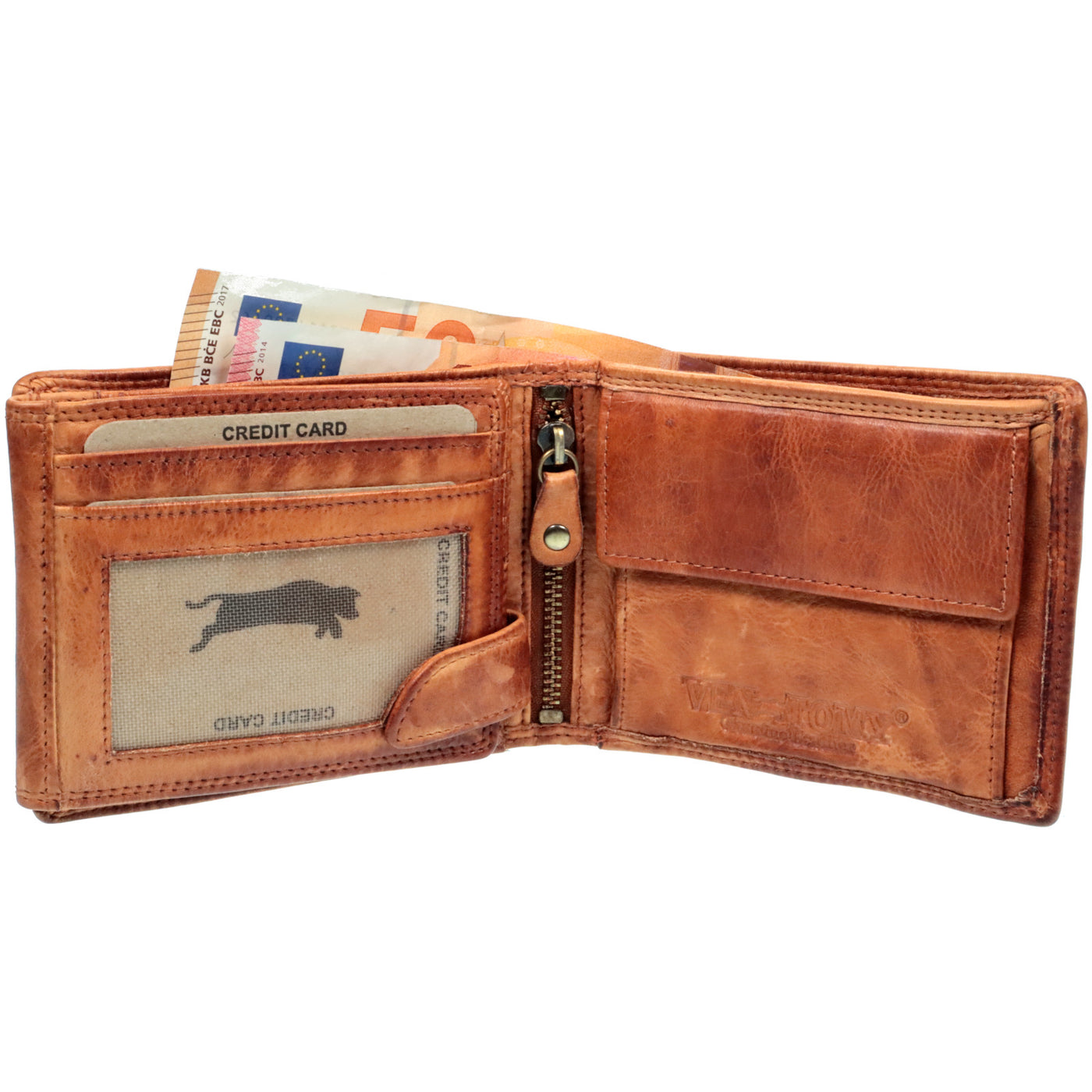 Hochwertige Waschleder-Geldbörse, extra geschmeidig, Used -Look