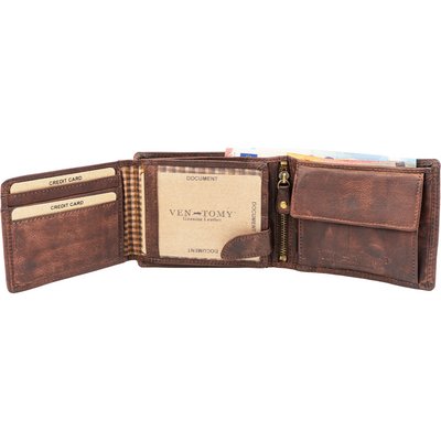Hochwertige Waschleder-Geldbörse, extra geschmeidig, Used -Look