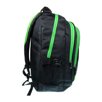 großer Rucksack mit gepolsterten Gurten und farbigen Akzenten