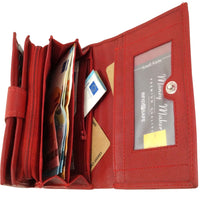 praktische Damengeldbörse aus weichem Rindsleder mit vielen Kartenfächern, RFID-safe