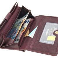 praktische Damengeldbörse aus weichem Rindsleder mit vielen Kartenfächern, RFID-safe