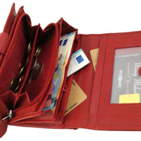 praktische Damengeldbörse aus weichem Rindsleder mit vielen Kartenfächern, RFID-safe