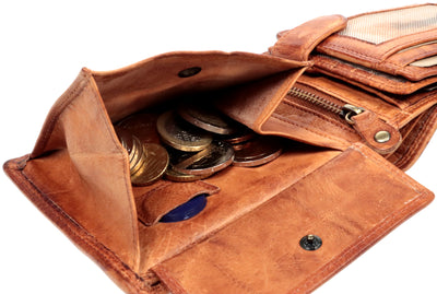 Hochwertige Waschleder-Geldbörse, extra geschmeidig, Used -Look